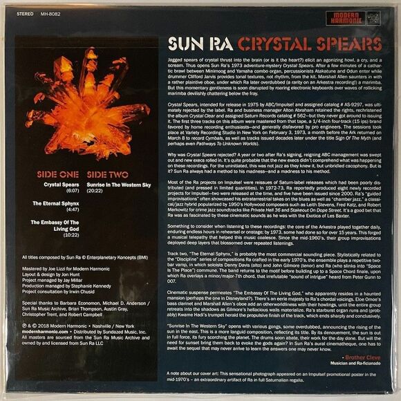 Sun Ra – Crystal Spears NEW Limited Red Vinyl, LP, RSD, Modern Harmonic, 2018 - Picture 3 of 3